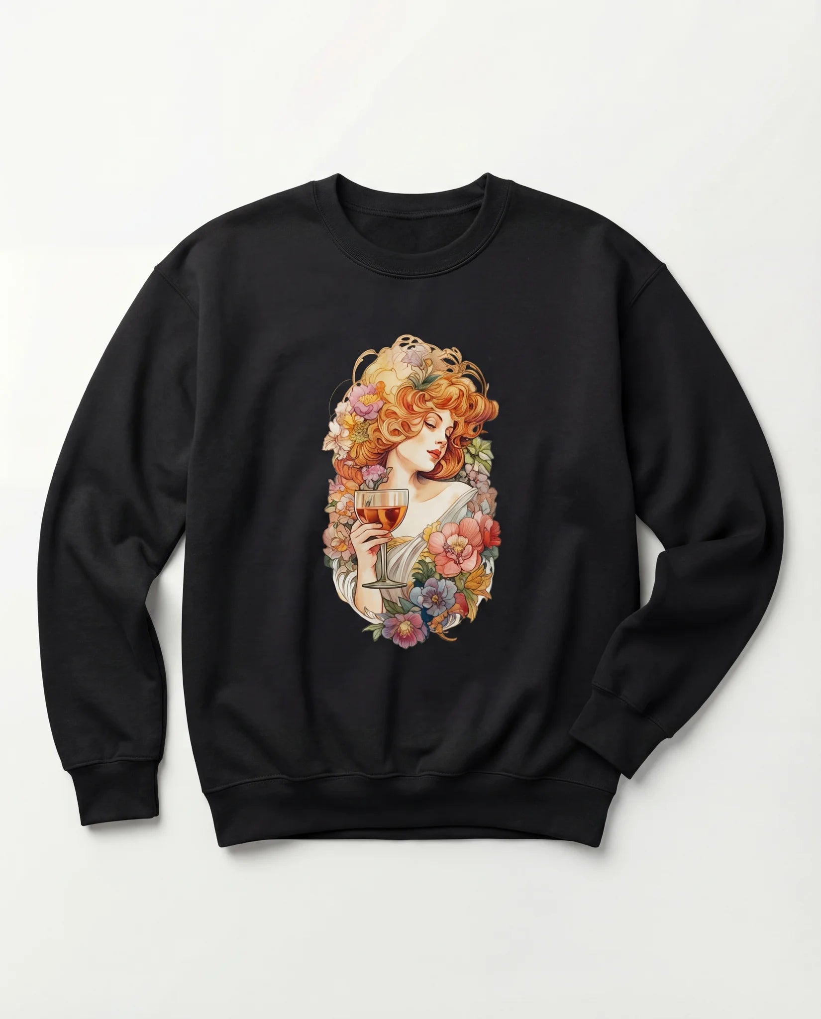 Floral Portrait Crewneck - Alphonse Mucha - Sweatshirt | My Turtle